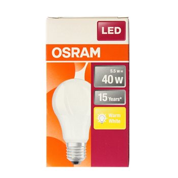OSRAM LED STAR STD. Plast mat FR 40W non-dim  5,5W/827 E27