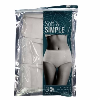 Soft & Simple 3pak Dame MAXI trusse, Hvid  Str. XL