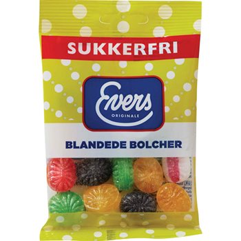 Evers Sukkerfri Blandede Bolcher 70 g.