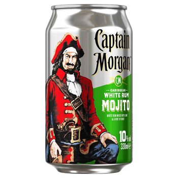 Captain Morgan White Rum & Mojito 10% 0,33 l. + pant